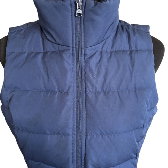 Lands' End Women's Down Puffer Vest Navy Blue S (6-8) High Neck Zip Front - Picture 9 of 11